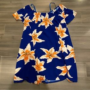 Ava Sky Cobalt Blue Lilies Dress with Pockets
